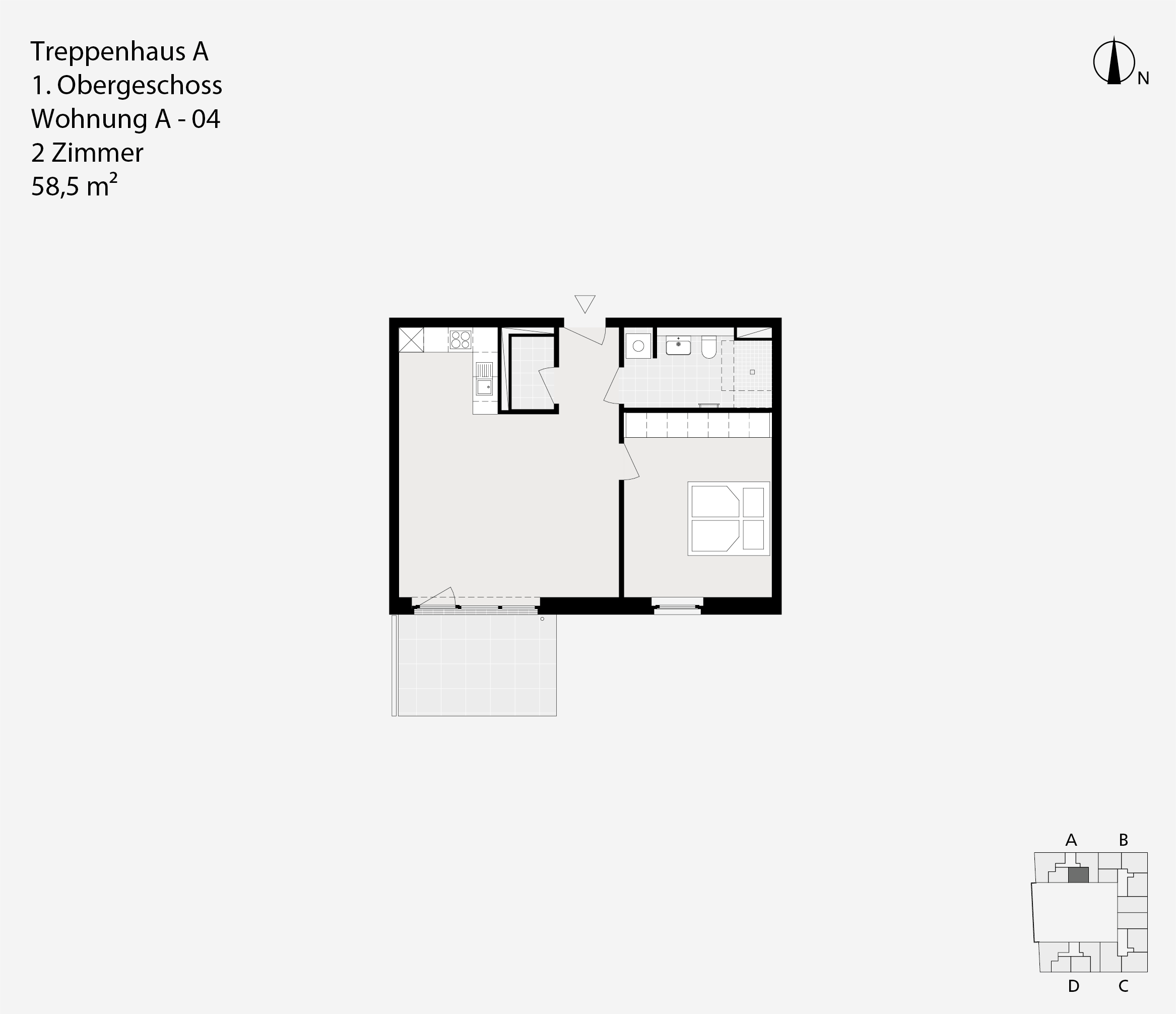 Treppenhaus A, 1. Obergeschoss, Wohnung A-04