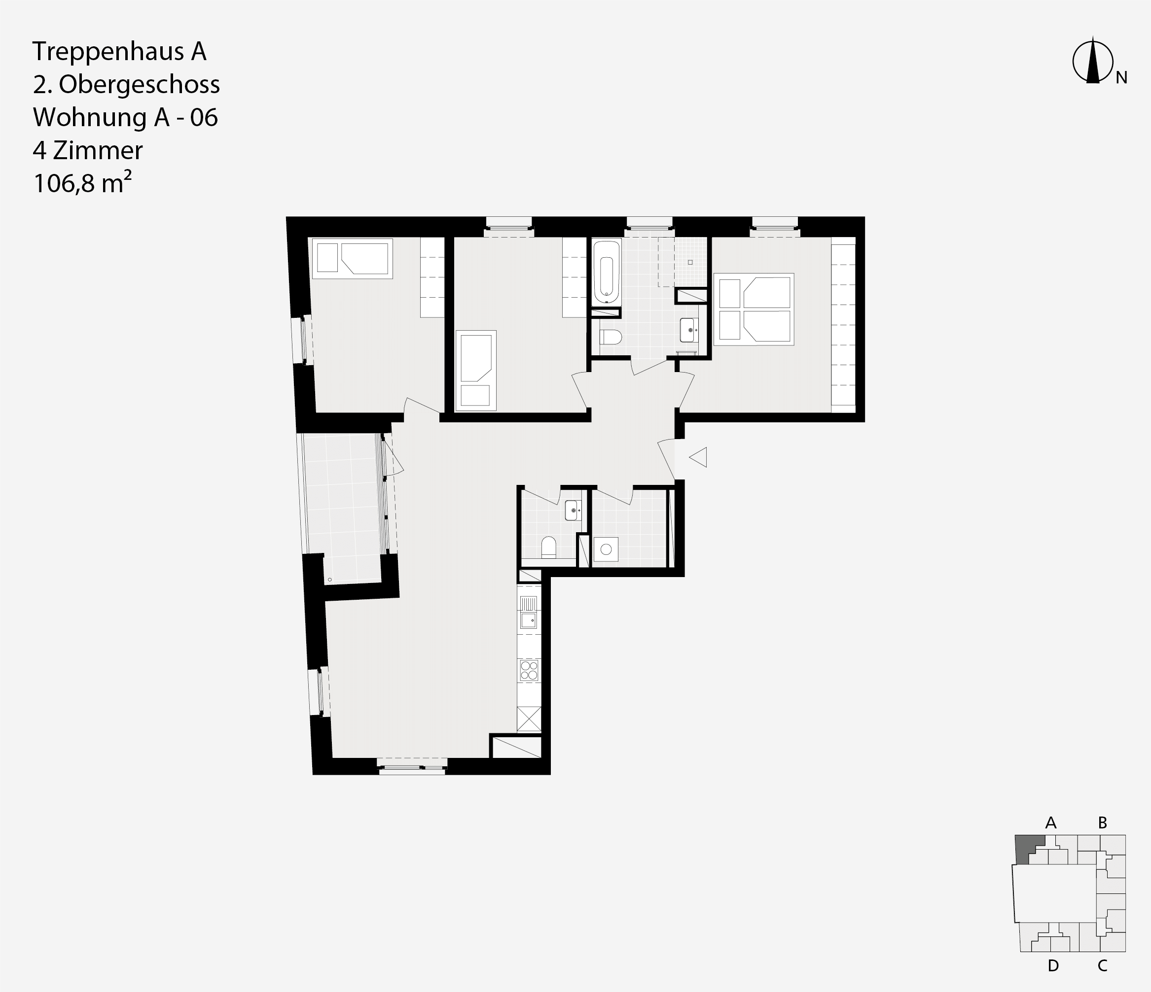 Treppenhaus A, 2. Obergeschoss, Wohnung A-06