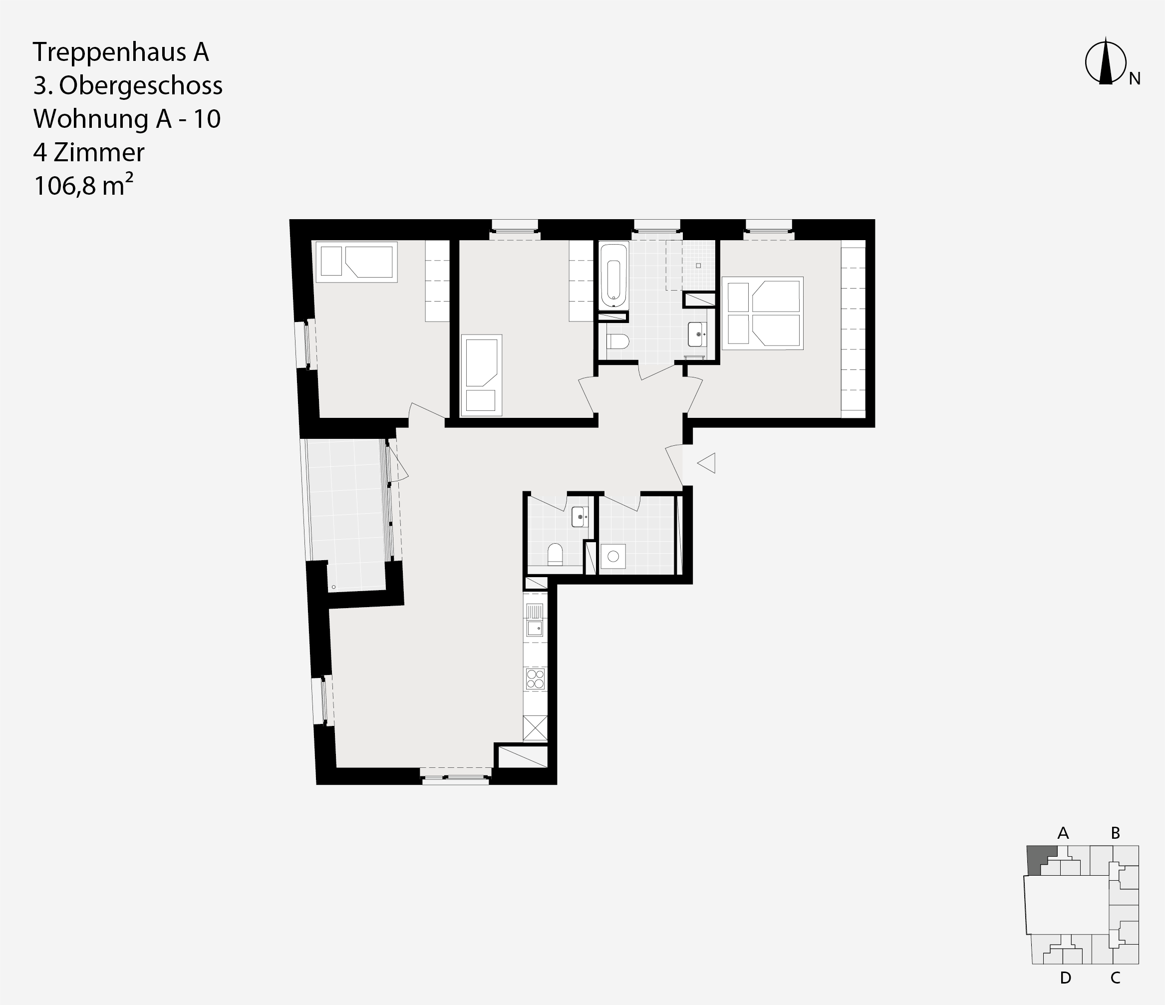Treppenhaus A, 3. Obergeschoss, Wohnung A-10