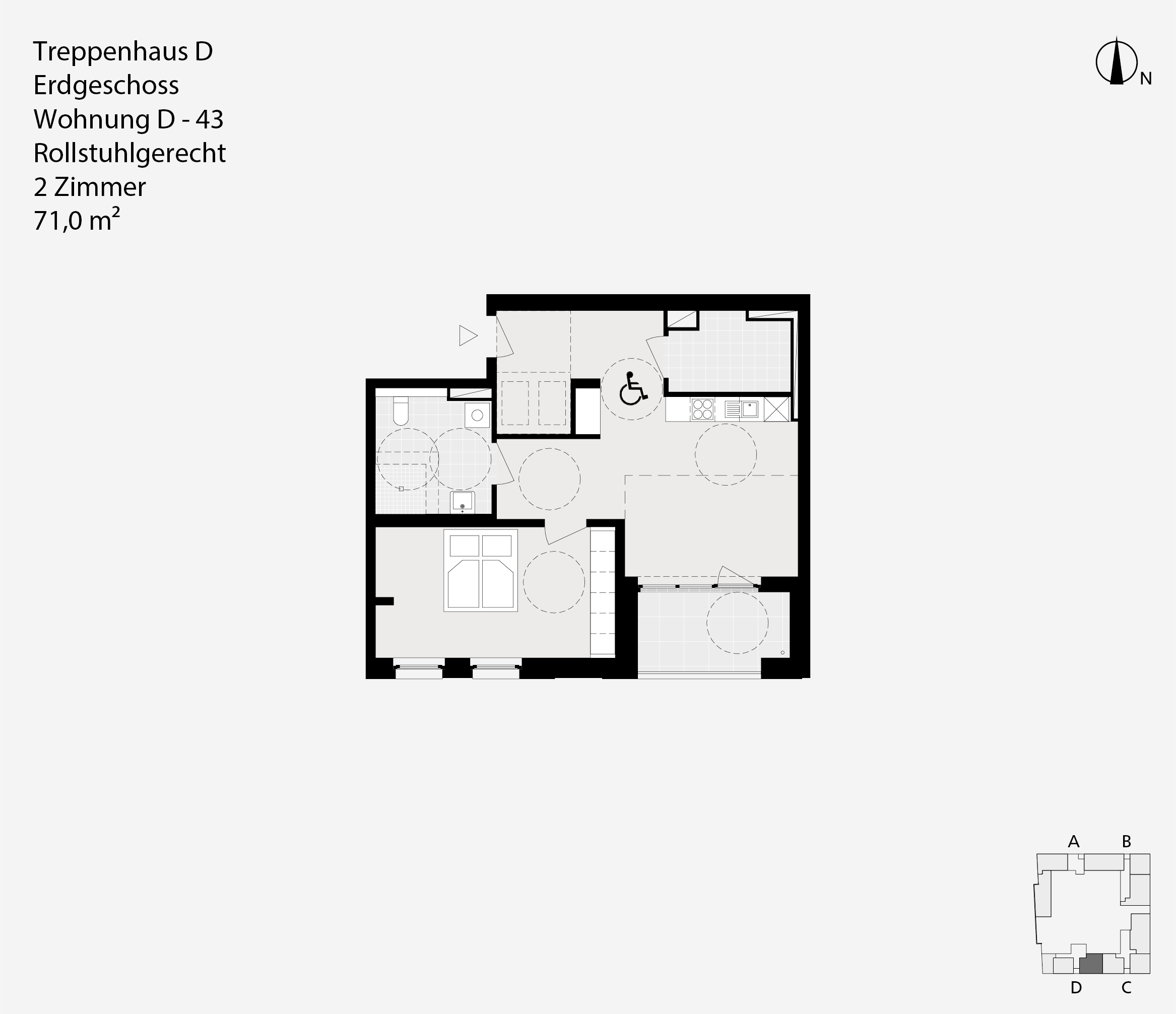 Treppenhaus D, Erdgeschoss, Wohnung D-43