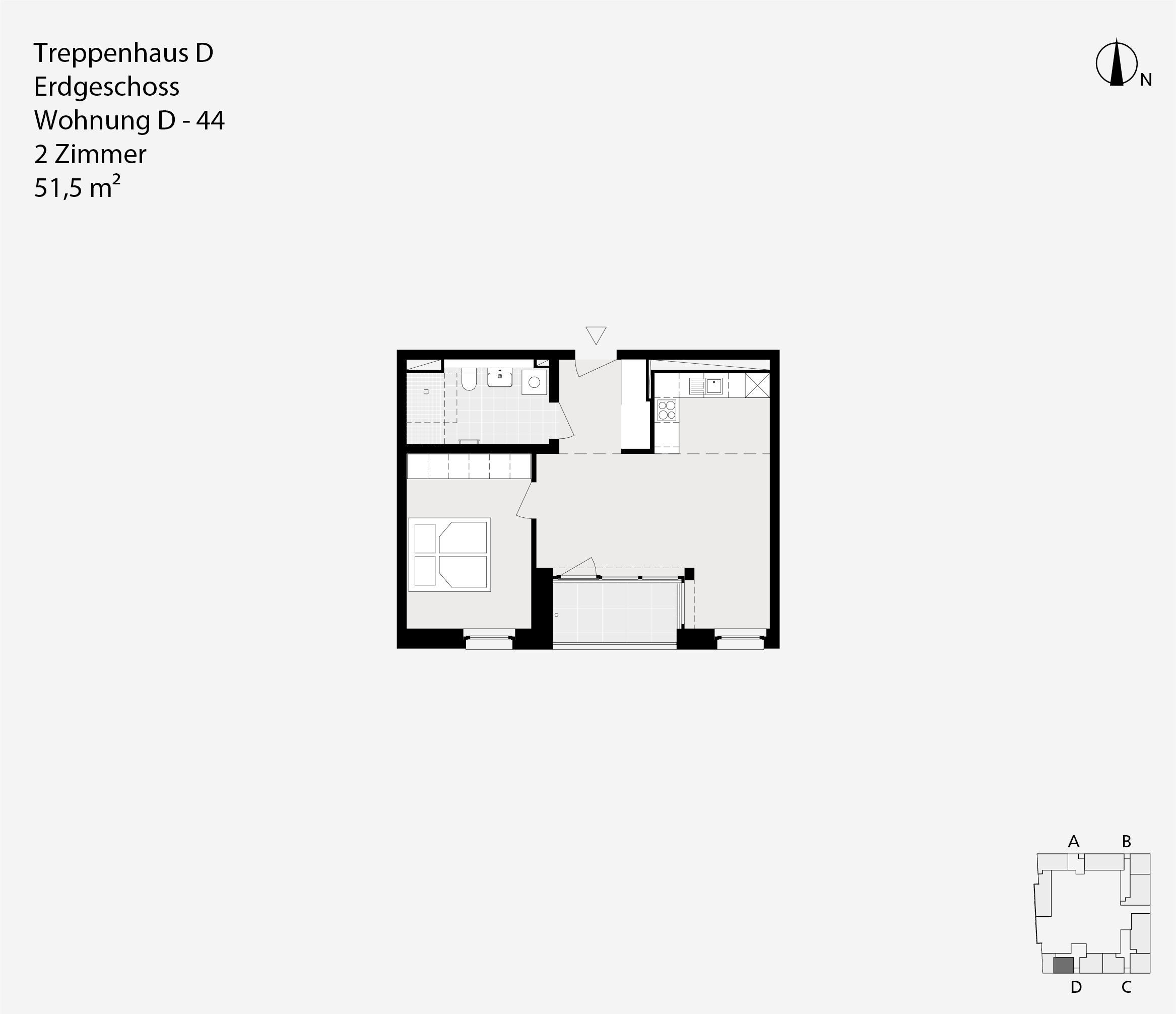Treppenhaus D, Erdgeschoss, Wohnung D-44