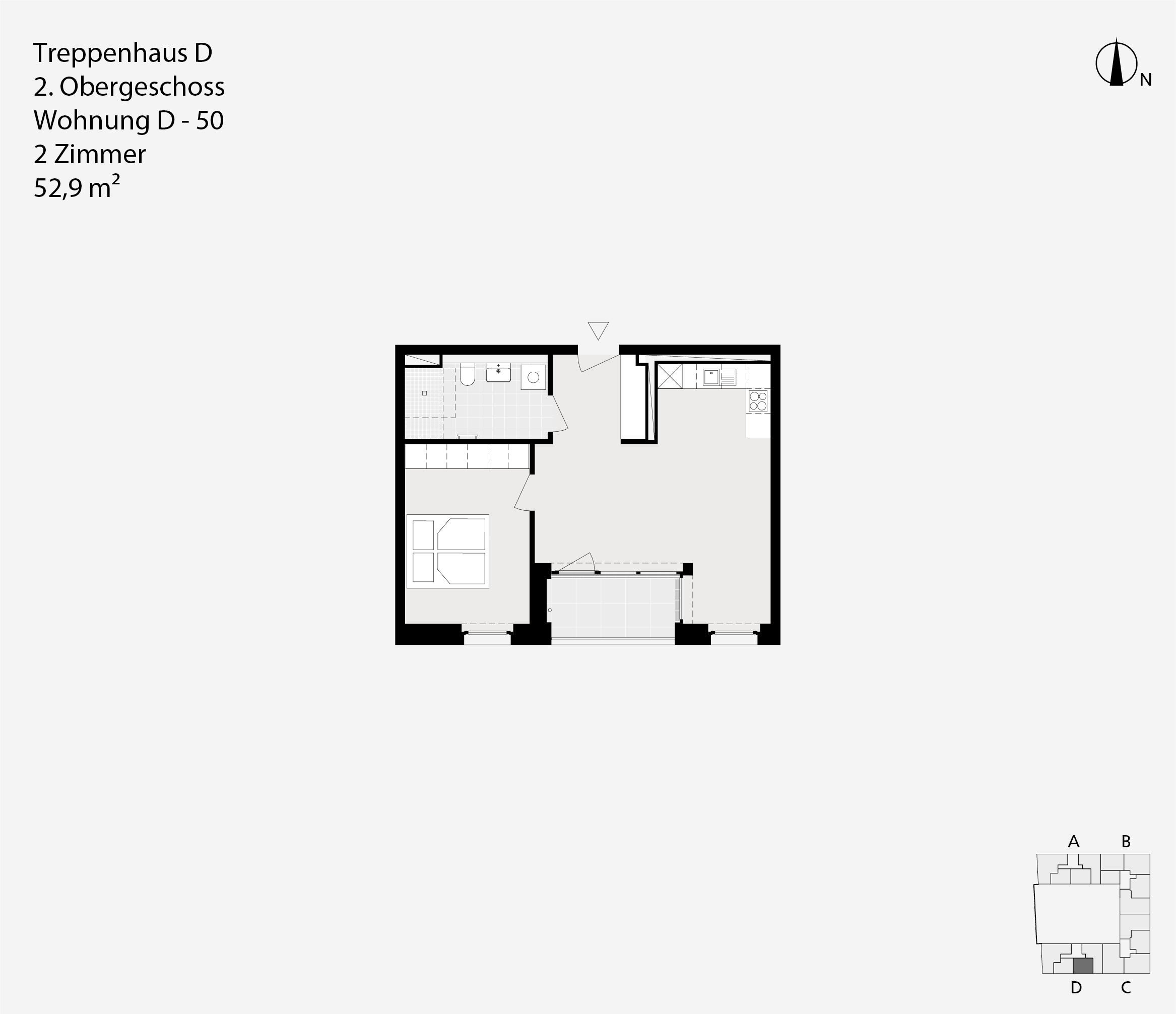 Treppenhaus D, 2. Obergeschoss, Wohnung D-50