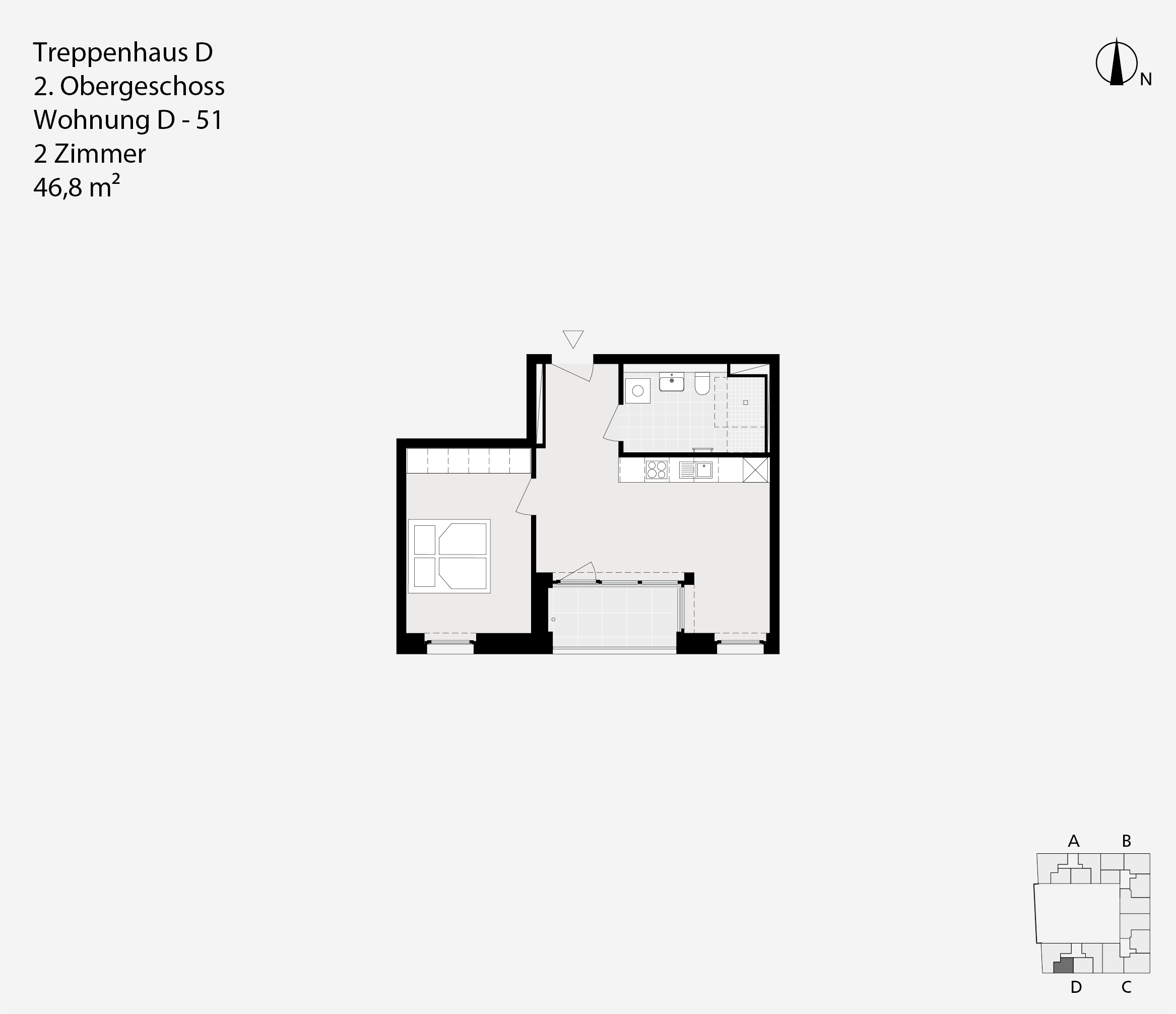Treppenhaus D, 2. Obergeschoss, Wohnung D-51