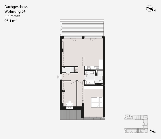 Dachgeschoss Wohnung 54