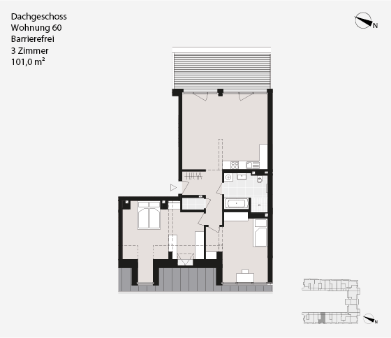 Dachgeschoss Wohnung 60